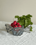 Beautiful glass bowl with a pearly effect in a unique shape. Perfect to display your fruits or even as a snack serving bowl.